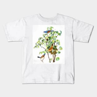 John Audubon Reimagined - Blue Grosbeak Kids T-Shirt